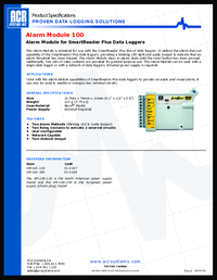 Thumbnail of document Data Sheet - AM-100 Alarm Module